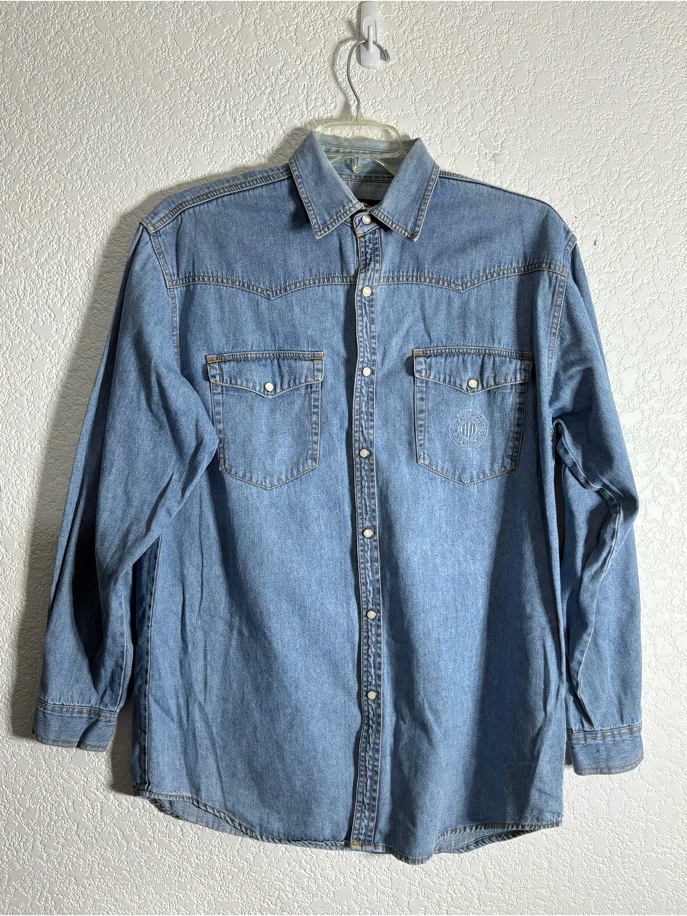 Harley Davidson 90s Denim Shirt Men's Large Pearl Snap Vintage